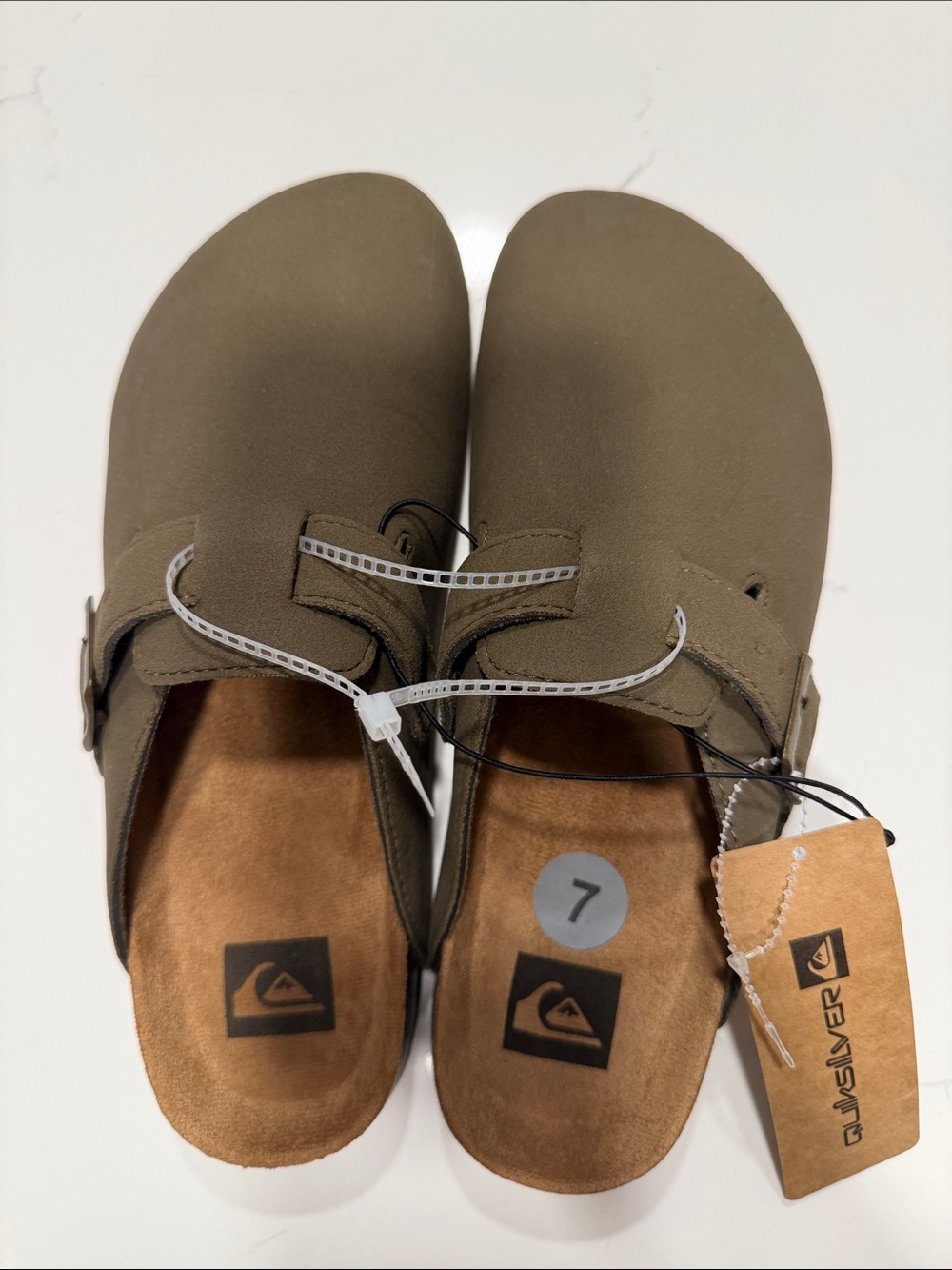 Quiksilver Olive Green Slip-On Clogs with Brown Insole